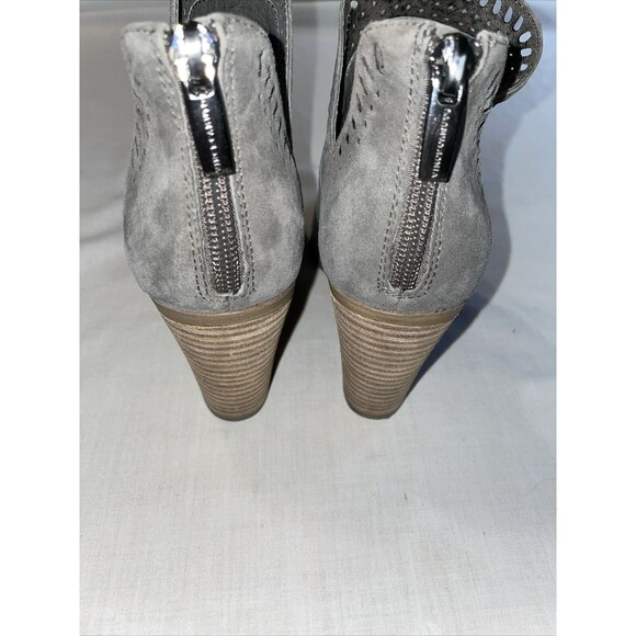 Vince Camuto Zip Back Bootie Women’s Size 4.5 M Gray Leather Block Heel Platform - Picture 10 of 12